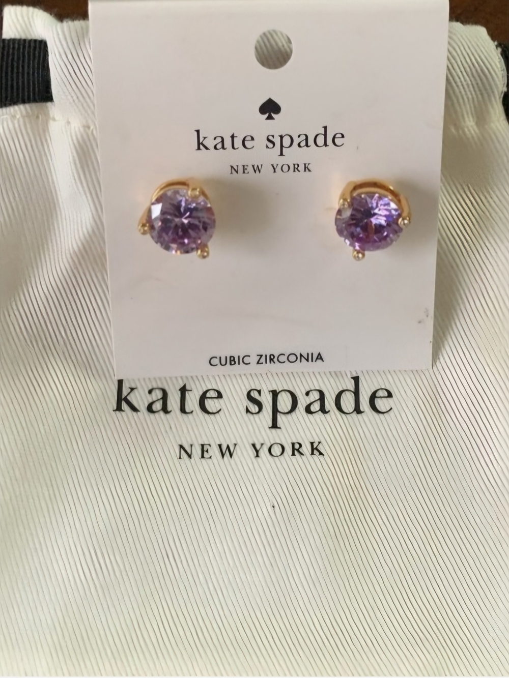 Kate Spade Purple Cubic Zirconia gold-tone Studd Earrings